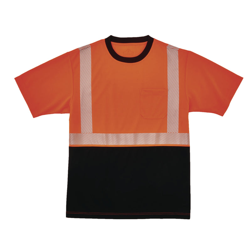 GloWear 8280BK Class 2 Performance T-Shirt with Black Bottom, XX-Small, Orange (EGO22580) Each