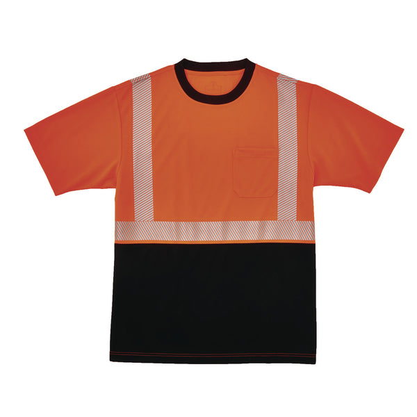 GloWear 8280BK Class 2 Performance T-Shirt with Black Bottom, Large Long, Orange (EGO22614) Each