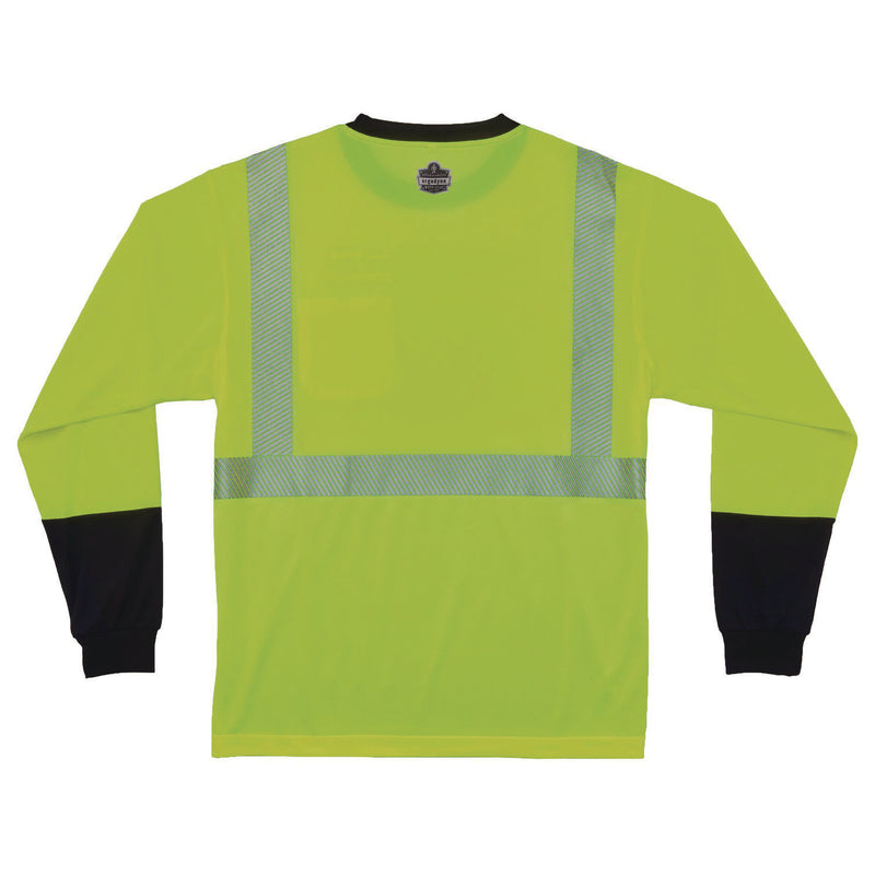 GloWear 8281BK Class 2 Long Sleeve Shirt with Black Bottom, 2X-Large Long, Lime (EGO22656) Each