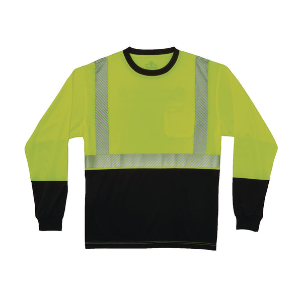 GloWear 8281BK Class 2 Long Sleeve Shirt with Black Bottom, 3X-Large Long, Lime (EGO22657) Each