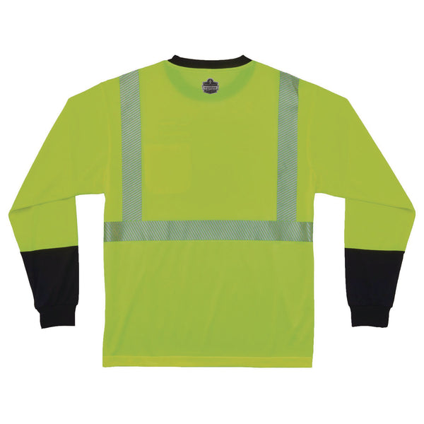 GloWear 8281BK Class 2 Long Sleeve Shirt with Black Bottom, 4X-Large Long, Lime (EGO22658) Each