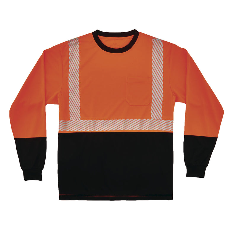 GloWear 8281BK Class 2 Long Sleeve Shirt with Black Bottom, Large Long, Orange (EGO22914) Each