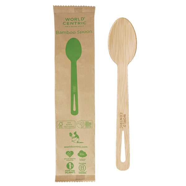 Bamboo Cutlery, Spoon, Paper, Natural, 750/Carton (WORSPBBI) Case of 750