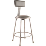 NPS® 6400 Series Heavy Duty Vinyl Padded Steel Stool With Backrest, Supports Up to 500 lbs, 24" Seat Height, Gray Seat, Gray Base (NPS6424B) Each