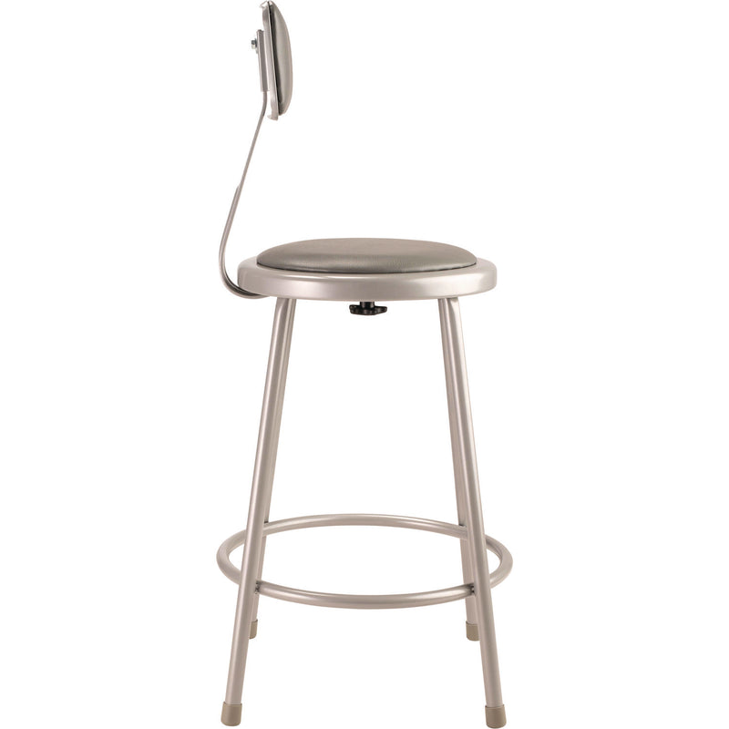 NPS® 6400 Series Heavy Duty Vinyl Padded Steel Stool With Backrest, Supports Up to 500 lbs, 24" Seat Height, Gray Seat, Gray Base (NPS6424B) Each