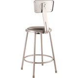 NPS® 6400 Series Heavy Duty Vinyl Padded Steel Stool With Backrest, Supports Up to 500 lbs, 24" Seat Height, Gray Seat, Gray Base (NPS6424B) Each