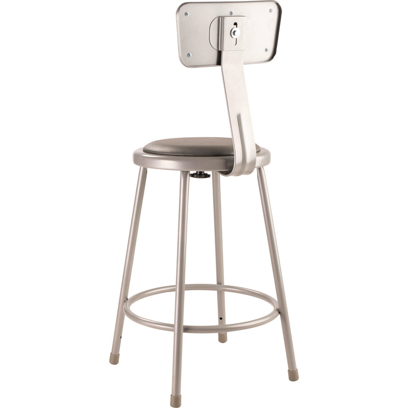 NPS® 6400 Series Heavy Duty Vinyl Padded Steel Stool With Backrest, Supports Up to 500 lbs, 24" Seat Height, Gray Seat, Gray Base (NPS6424B) Each