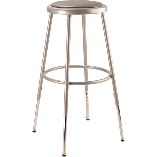 NPS® 6400 Series Height Adjustable Heavy Duty Vinyl Padded Steel Stool, Supports 500 lbs, 25" to 33" Seat Height, Gray Seat/Base (NPS6424H) Each