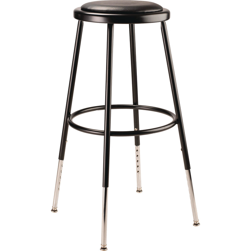 NPS® 6400 Series Height Adjustable Heavy Duty Vinyl Padded Steel Stool, Supports 500 lbs, 25" to 33" Seat Height, Black Seat/Base (NPS6424H10) Each