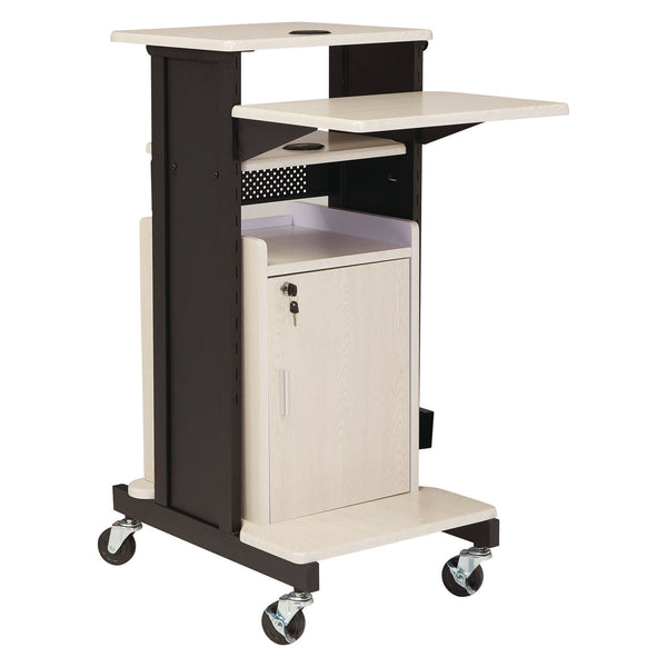 Oklahoma Sound® Premium Plus Presentation Cart with Storage Cabinet, 18 x 30 x 40.5, Ivory/Black (NPSPRC250) Each