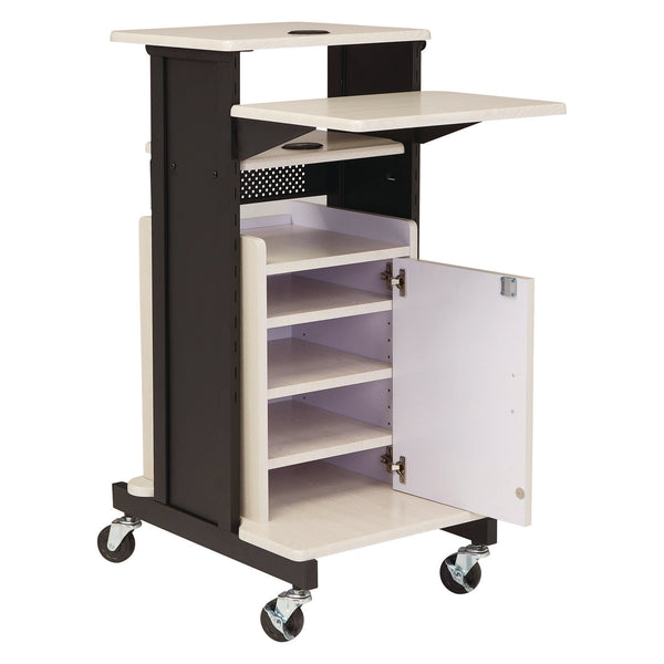 Oklahoma Sound® Premium Plus Presentation Cart with Storage Cabinet, 18 x 30 x 40.5, Ivory/Black (NPSPRC250) Each