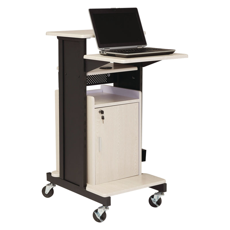 Oklahoma Sound® Premium Plus Presentation Cart with Storage Cabinet, 18 x 30 x 40.5, Ivory/Black (NPSPRC250) Each