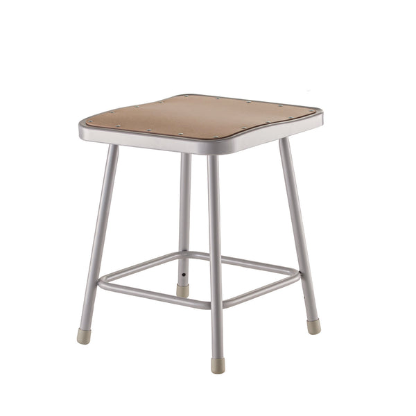 NPS® 6300 Series Heavy Duty Square Seat Steel Stool, Backless, Supports Up to 500 lb, 17.5" Seat Height, Brown Seat, Gray Base (NPS6318) Each