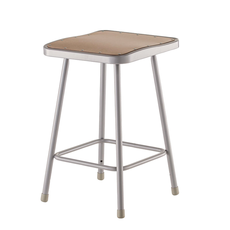 NPS® 6300 Series Heavy Duty Square Seat Steel Stool, Backless, Supports Up to 500 lb, 23.25" Seat Height, Brown Seat, Gray Base (NPS6324) Each