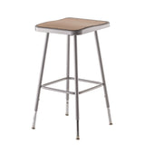 NPS® 6300 Series Height Adjust Heavy Duty Square Seat Steel Stool, Backless, 500lb, 23.75" to 31.75" Height, Brown Seat, Gray Base (NPS6324H) Each