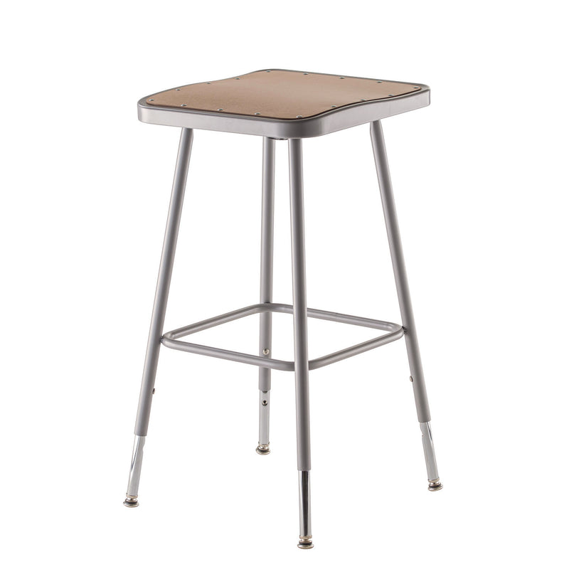 NPS® 6300 Series Height Adjust Heavy Duty Square Seat Steel Stool, Backless, 500lb, 23.75" to 31.75" Height, Brown Seat, Gray Base (NPS6324H) Each