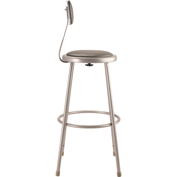 6400 Series Heavy Duty Vinyl Padded Stool With Backrest, Supports 500 lb, 30" Seat Height, Gray Seat, Gray Back, Gray Base (NPS6430B) Each