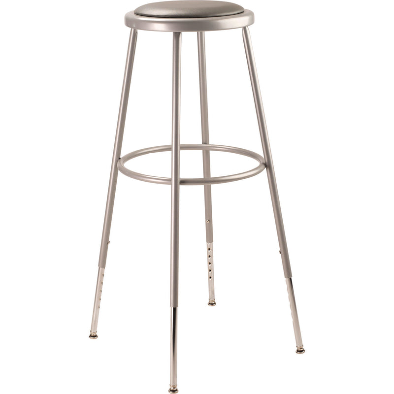 NPS® 6400 Series Height Adjust Heavy Duty Vinyl Padded Steel Stool, Backless, Support 500lb, 30.5" to 38.5" Height, Gray Seat/Base (NPS6430H) Each