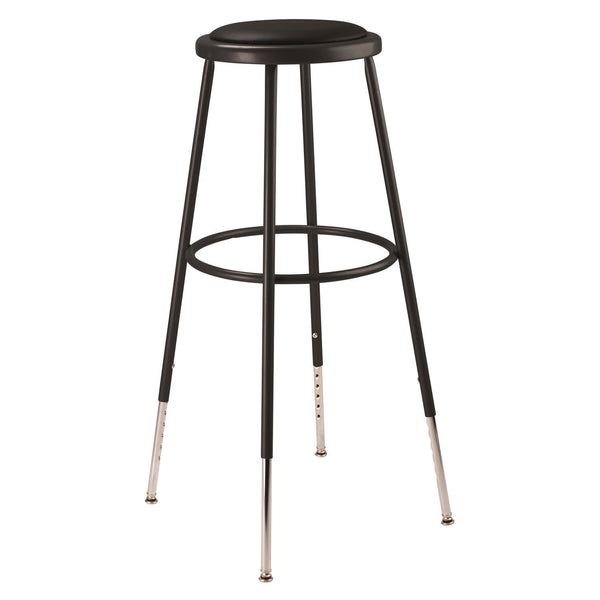 NPS® 6400 Series Height Adjustable HD Vinyl Padded Steel Stool, Supports 500 lbs, 30.5" to 38.5" Seat Height, Black Seat/Base (NPS6430H10) Each