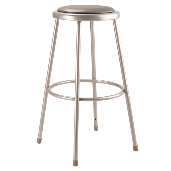 6400 Series Fixed Height Heavy Duty Vinyl Padded Steel Stool, Backless, Supports 500 lb, 30" Seat Height, Gray Seat/Base (NPS6430) Each