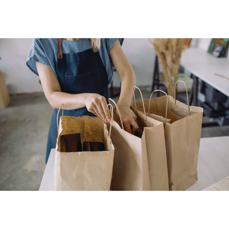 Kari-Out® Kraft Paper Bags, Natural Twisted-Paper Handles, 18" x 7" x 18.5", Brown Kraft, 200/Bundle (KOT1200180) 1 BD