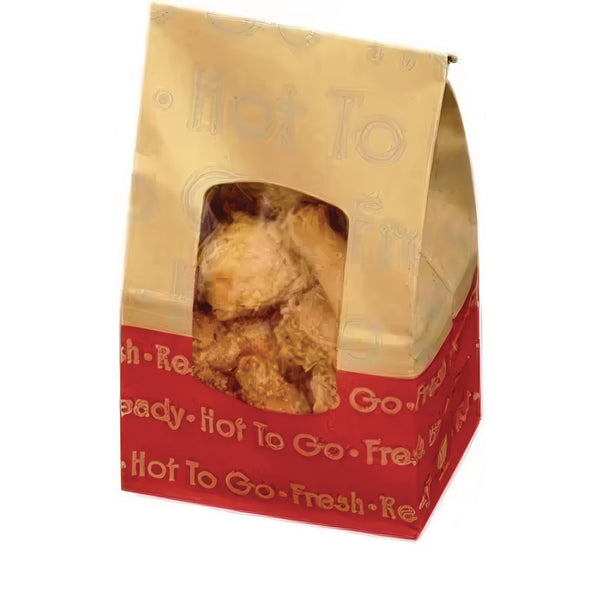Bagcraft ToGo EcoCraft Grease-Resistant Deli Window Bag, Hot ToGo Labeling, 6.13 x 4 x 12.38, 8 lb Capacity, 500/Carton (BGC300609) Case of 500