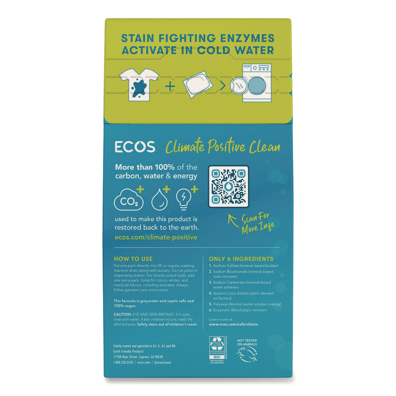 ECOS® Laundry Detergent Packs, Free and Clear, 40 Pods/Pack, 6 Packs/Carton (EOP963706CT) Case of 6