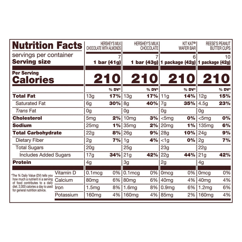 Hershey®'s Full Size Chocolate Candy Bar Variety Pack, Assorted, 1.5 oz Bars, 30 Bars (HRS20650) Each