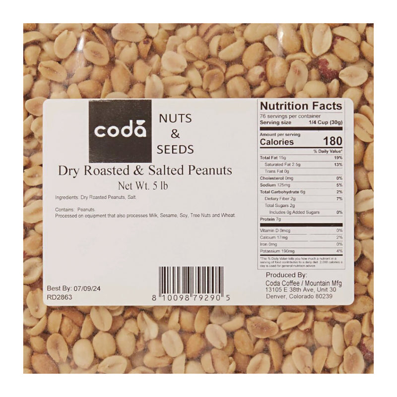Mountain Manufacturing™ Dry Roasted and Salted Peanuts, Unshelled, 80 oz Bag, 4/Carton (MMGCDA79290) Case of 4