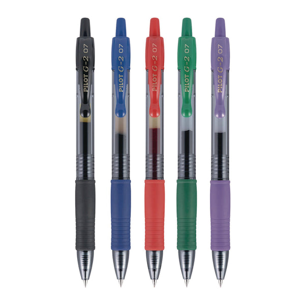 Pilot® G2 Premium Gel Pen, Retractable, Fine 0.7 mm, Assorted Ink and Barrel Colors, 5/Pack (PIL31079) 5 ST