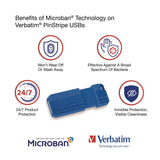 Verbatim® PinStripe USB 2.0 Flash Drive, 16 GB, Assorted Colors, 5/Pack (VER99813) Each