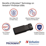 Verbatim® PinStripe USB 3.2 Flash Drive, 16 GB, Black (VER49316) Each