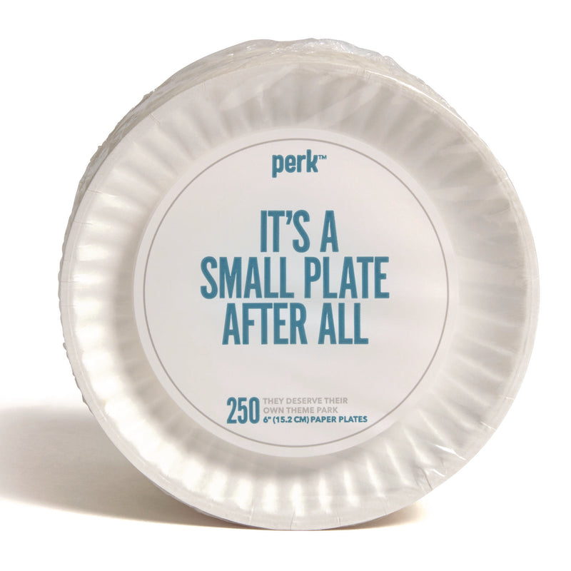 Perk™ Economy Paper Plates, 6" dia, White, 250/Pack, 4 Packs/Carton (PRK519418) Case of 1000