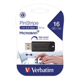 Verbatim® PinStripe USB 3.2 Flash Drive, 16 GB, Black (VER49316) Each