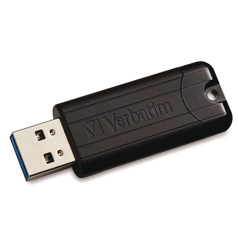 Verbatim® PinStripe USB 3.2 Flash Drive, 128 GB, Black (VER49319) Each