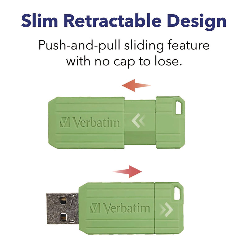 Verbatim® PinStripe USB 2.0 Flash Drive, 16 GB, Assorted Colors, 5/Pack (VER99813) Each