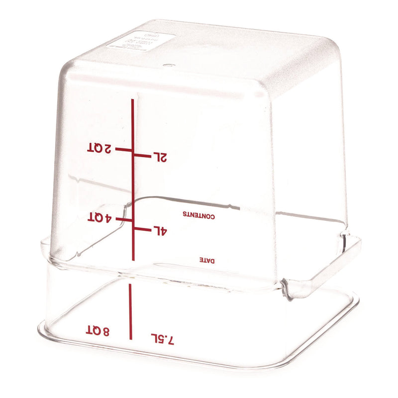 Carlisle Squares Polycarbonate Food Storage Container, 8 qt, 8.75 x 8.75 x 9, Clear, Plastic (CFS1195307) Each