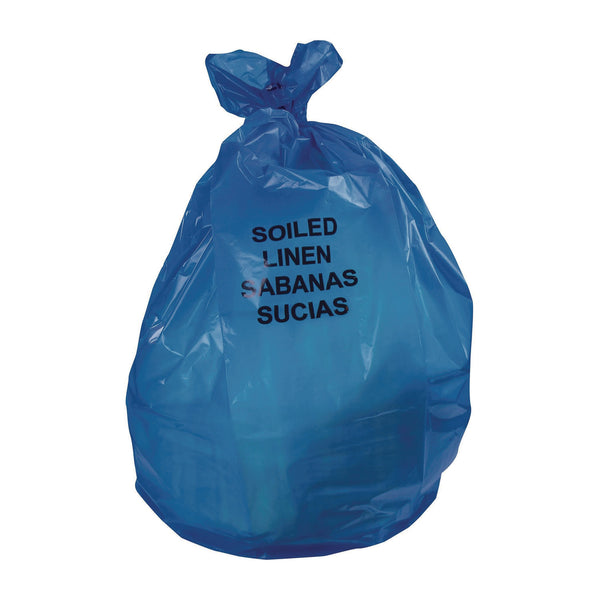 Heritage Healthcare Pre-Printed High-Density Can Liners, Soiled Linen, 45 gal, 18 mic, 40" x 48", Blue, Flat Pack, 200/Carton (HER1075493) Case of 200