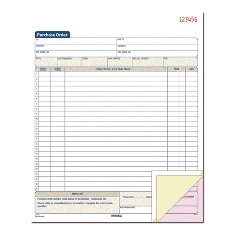 Adams Business Forms Multipart Purchase Order Pad, Three-Part Carbonless, 8.38 x 10.19, 50 Forms Total (ABFTC8131) Each