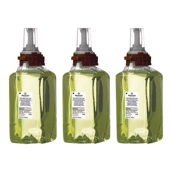 Brighton Professional™ ADX Foaming Hand Soap Refills, Hand/Hair/Shower Wash, Citrus Ginger Scent, 1,250 mL, 3/Carton (GOJ370143) Case of 3