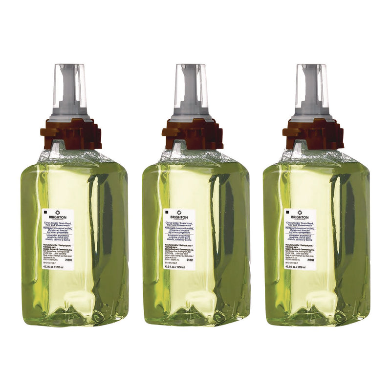 Brighton Professional™ ADX Foaming Hand Soap Refills, Hand/Hair/Shower Wash, Citrus Ginger Scent, 1,250 mL, 3/Carton (GOJ370143) Case of 3
