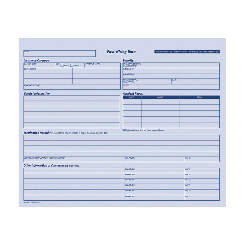 Adams® Personnel File Folder, 11 3/4&quot; x 9 5/8&quot; (ABF9287) Pack of 20
