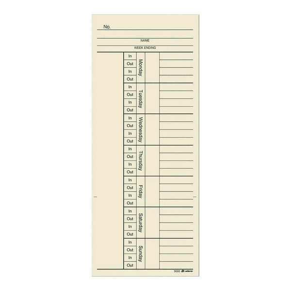 Adams Business Forms Time Cards for Acroprint, Amano and Lathem Time Clocks, Two Sides, 3.4" x 8.25", 200/Pack (ABF9660200) Pack of 200