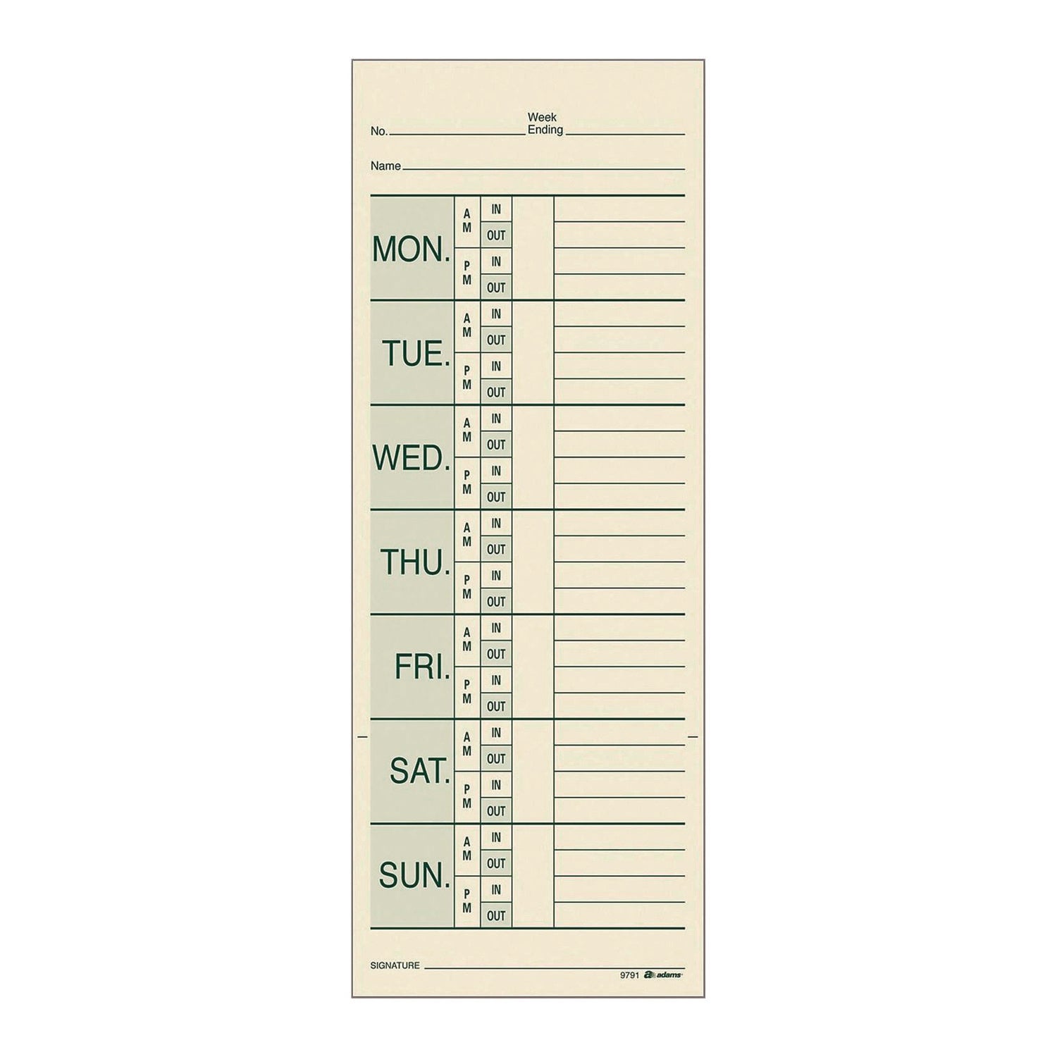 Adams Business Forms Time Cards for Pyramid 1000 Time Clock, Two Sides ...