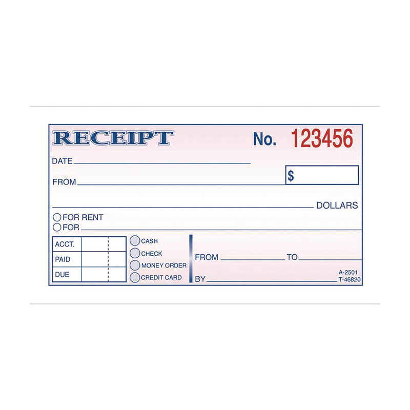 Adams® Money/Rent Receipt Book, Two-Part Carbonless, 4.88 x 2.75, 50 Receipts/Book, 3 Books/Pack (ABFDC25013) Pack of 3