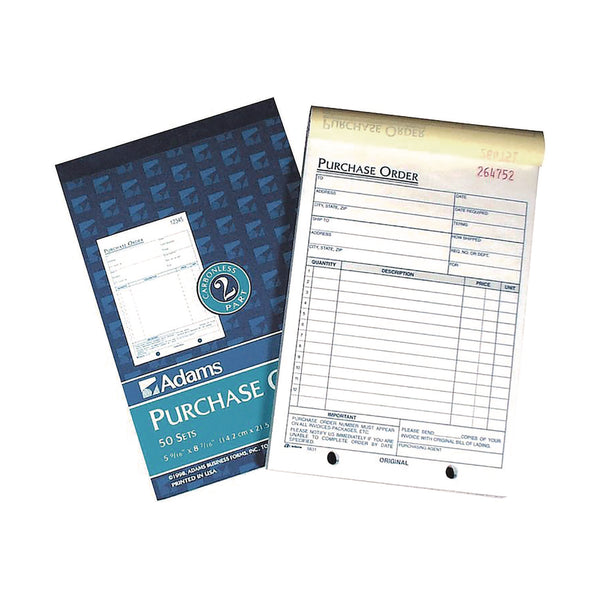 Adams Business Forms Multipart Purchase Order Pad, Two-Part Carbonless, 7.94 x 5.56, 50 Forms/Pad, 10 Pads/Pack (ABFDC583110) Each