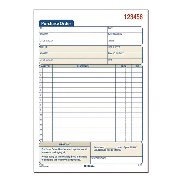 Adams Business Forms Multipart Purchase Order Pad, Two-Part Carbonless, 7.94 x 5.56, 50 Forms/Pad, 10 Pads/Pack (ABFDC583110) Each