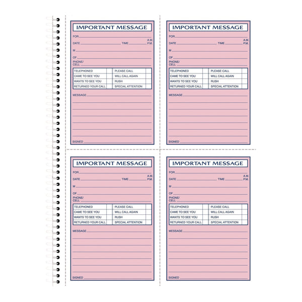 Adams Business Forms Important Message Book, Two-Part Carbonless, 4 Forms/Sheet, 200 Forms Total (ABFSC1184D) Each