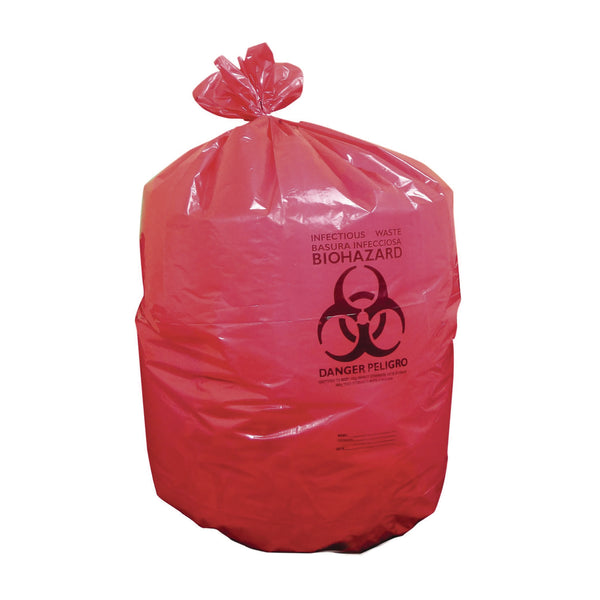 Heritage Healthcare Biohazard Printed Low-Density Can Liners, Infectious Waste, 44 gal, 3.2 mil, 37" x 50", Red, Flat Pack, 75/Carton (HERA7450ZR) Case of 75