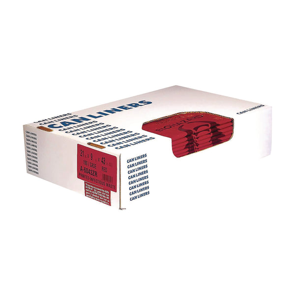 Heritage Healthcare Biohazard Printed Low-Density Can Liners, Infectious Waste, 44 gal, 3.2 mil, 37" x 50", Red, Flat Pack, 75/Carton (HERA7450ZR) Case of 75